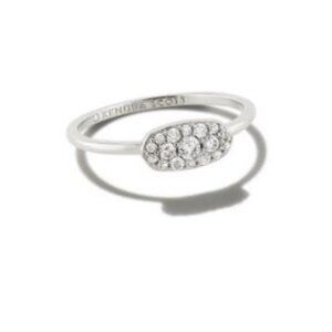 Kendra Scott Grayson Silver Band Ring White Crystal